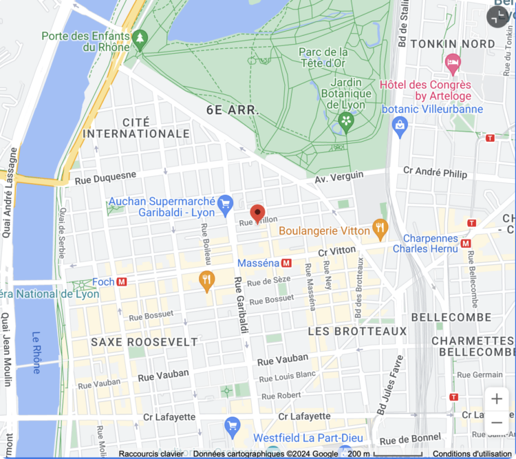 Lyon 6° plan du quartier autour du Lycée du Parc