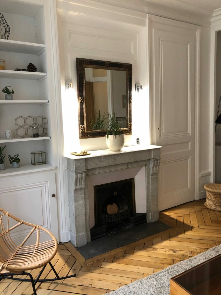 parquet et cheminée, meublé Lyon 6
